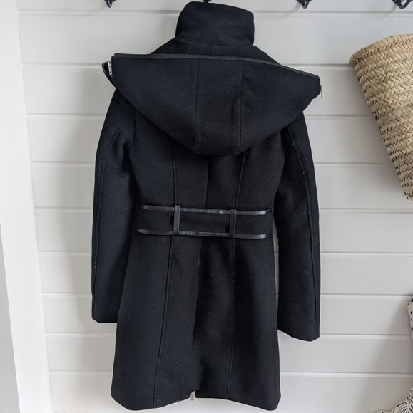 Mackage Steffy Black Wool Coat with Hood - Picture 4 of 9